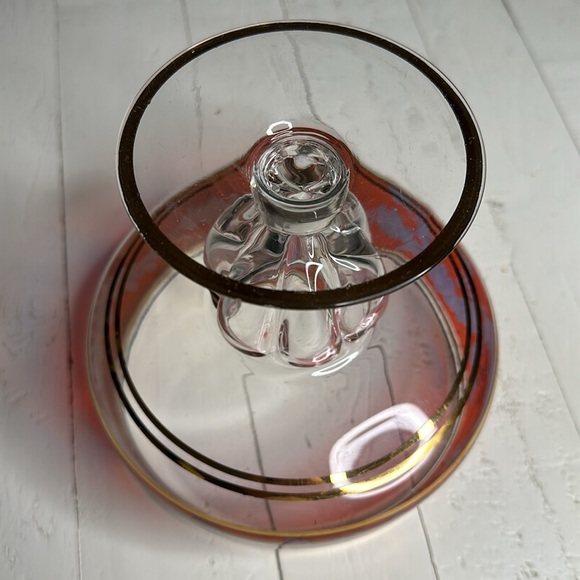 Vintage 40th RUBY ANNIVERSARY Fruit Bowl, Crystal Ruby&Gold Etched Pedestal Dish - Picture 10 of 12